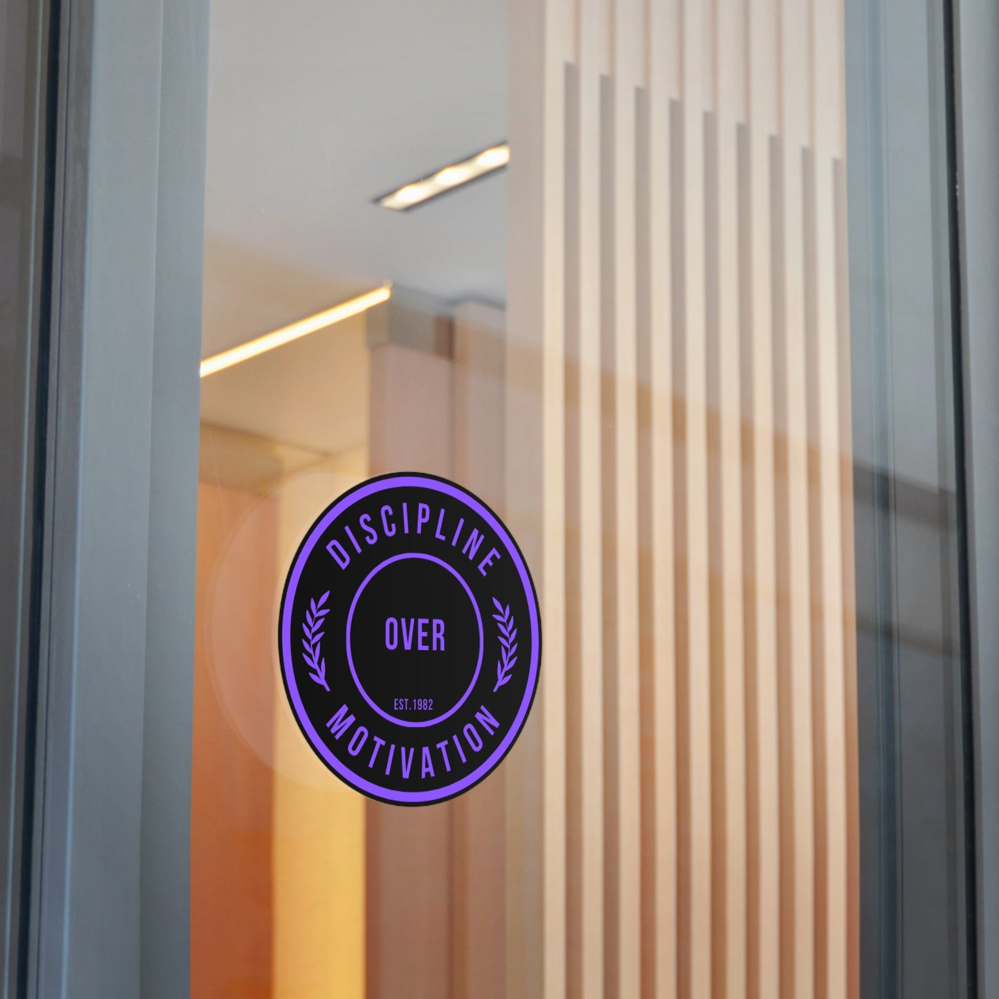 Discipline Over Motivation Logo, Indoor\Outdoor Sticker Black and Purple - Discipline Over Motivation 247