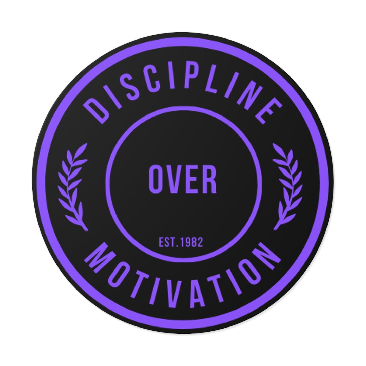 Discipline Over Motivation Logo, Indoor\Outdoor Sticker Black and Purple - Discipline Over Motivation 247