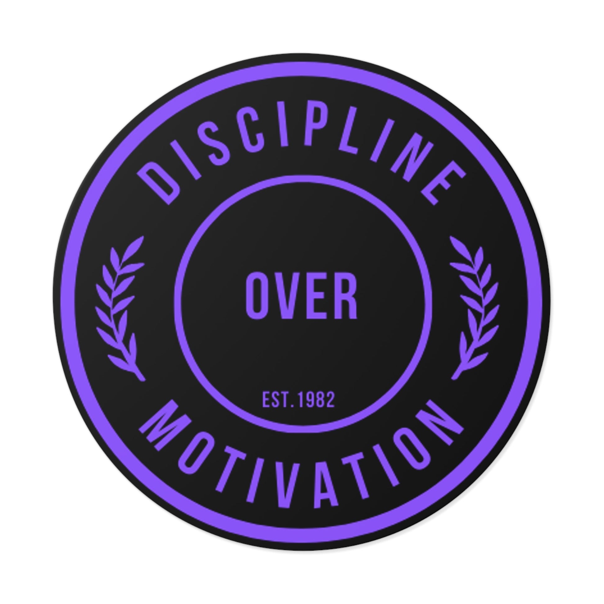 Discipline Over Motivation Logo, Indoor\Outdoor Sticker Black and Purple - Discipline Over Motivation 247