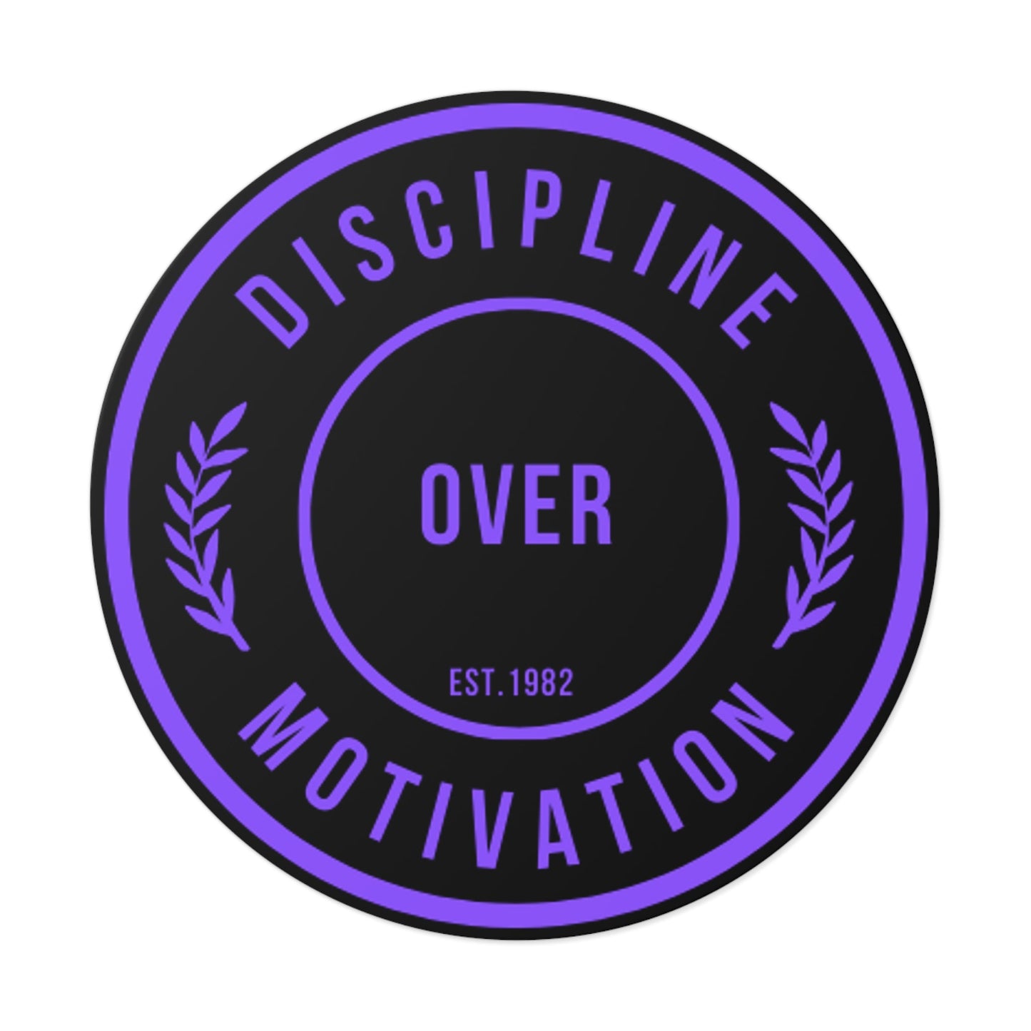 Discipline Over Motivation Logo, Indoor\Outdoor Sticker Black and Purple - Discipline Over Motivation 247