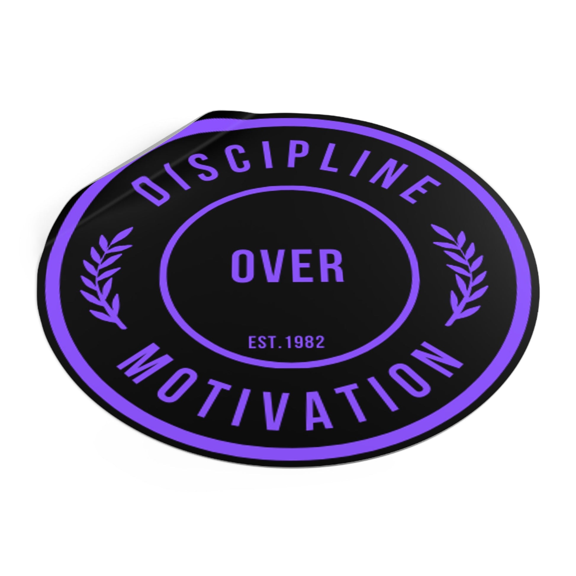 Discipline Over Motivation Logo, Indoor\Outdoor Sticker Black and Purple - Discipline Over Motivation 247