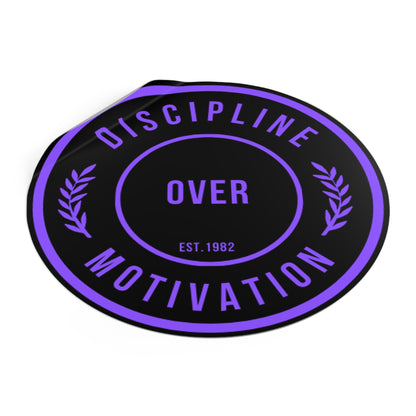 Discipline Over Motivation Logo, Indoor\Outdoor Sticker Black and Purple - Discipline Over Motivation 247