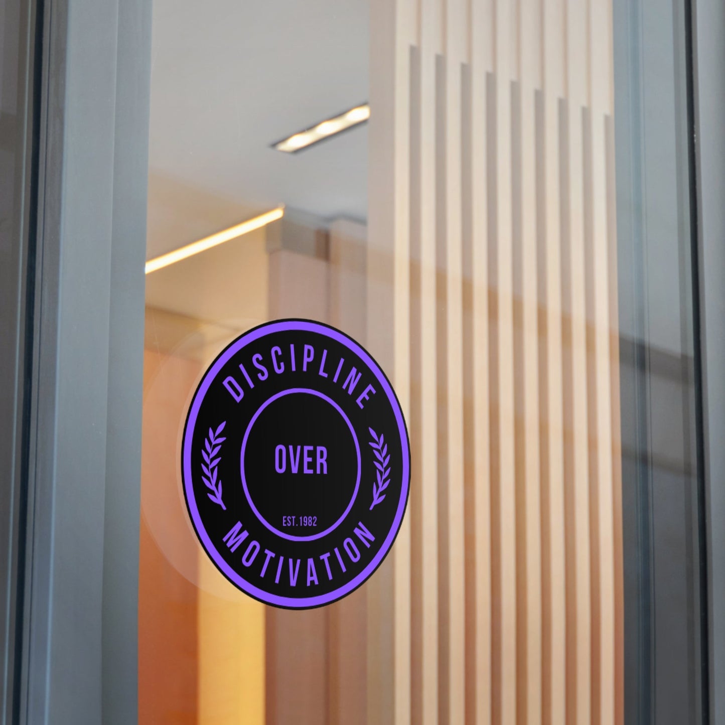 Discipline Over Motivation Logo, Indoor\Outdoor Sticker Black and Purple - Discipline Over Motivation 247