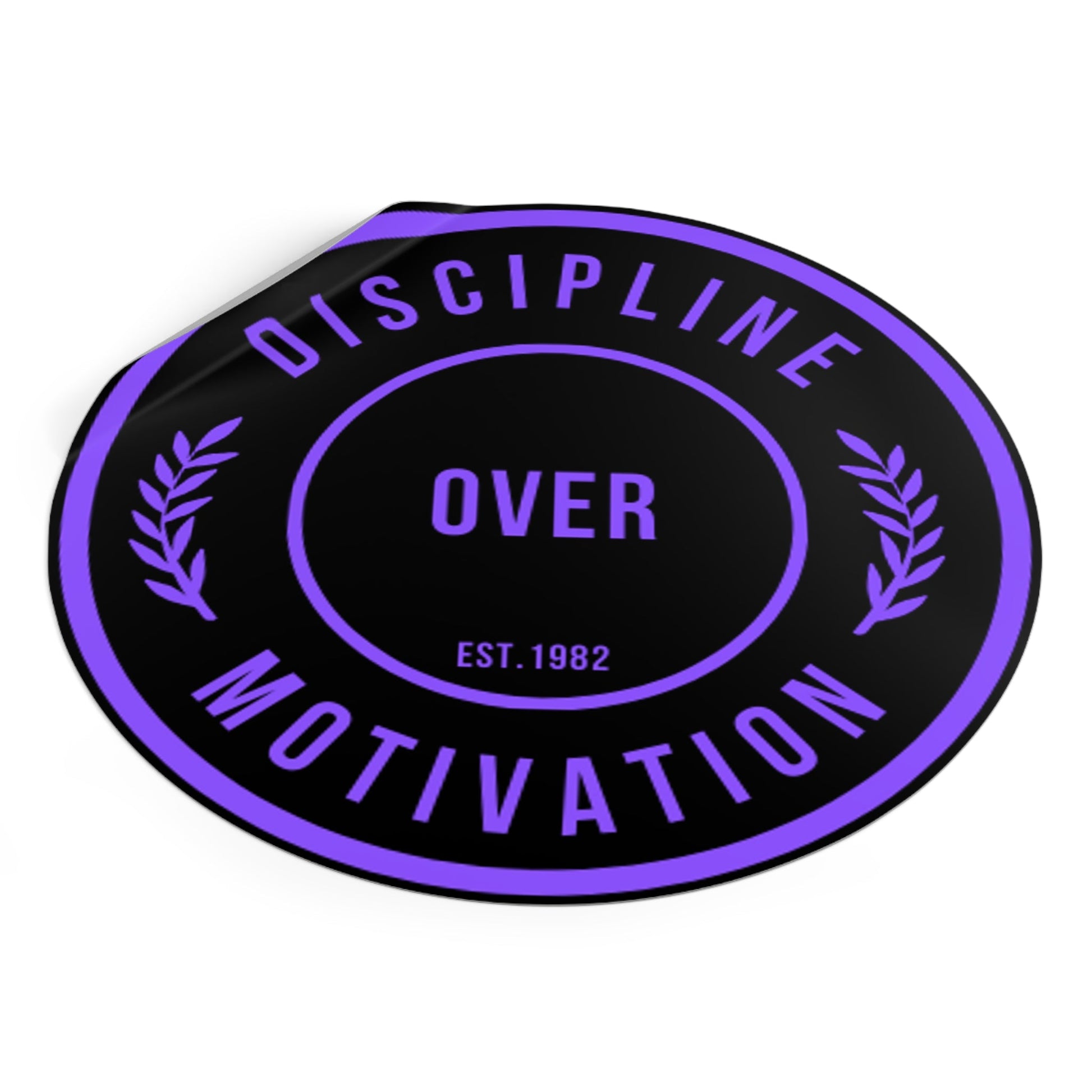 Discipline Over Motivation Logo, Indoor\Outdoor Sticker Black and Purple - Discipline Over Motivation 247