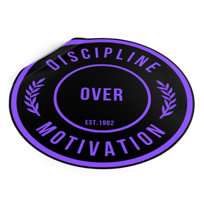 Discipline Over Motivation Logo, Indoor\Outdoor Sticker Black and Purple - Discipline Over Motivation 247