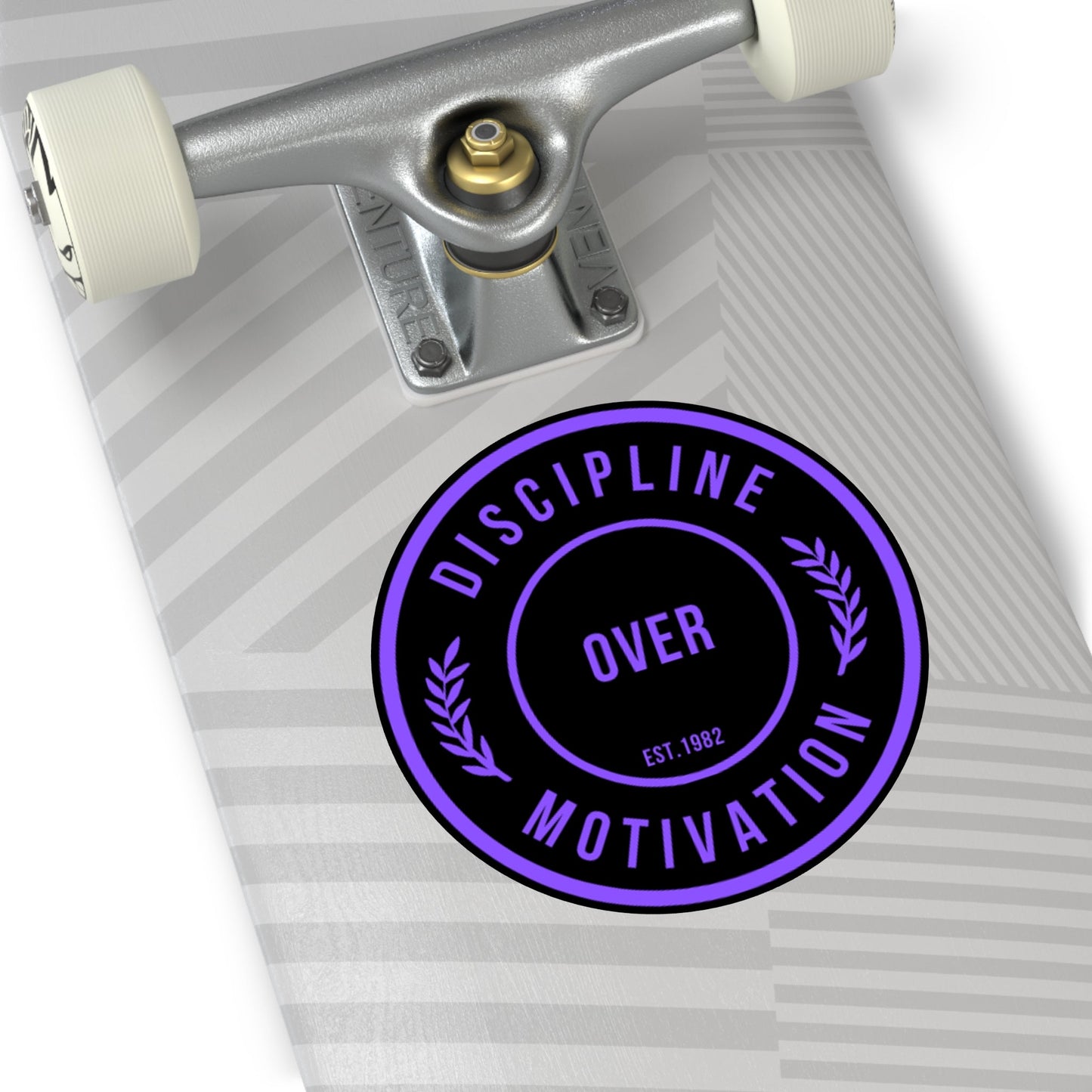 Discipline Over Motivation Logo, Indoor\Outdoor Sticker Black and Purple - Discipline Over Motivation 247