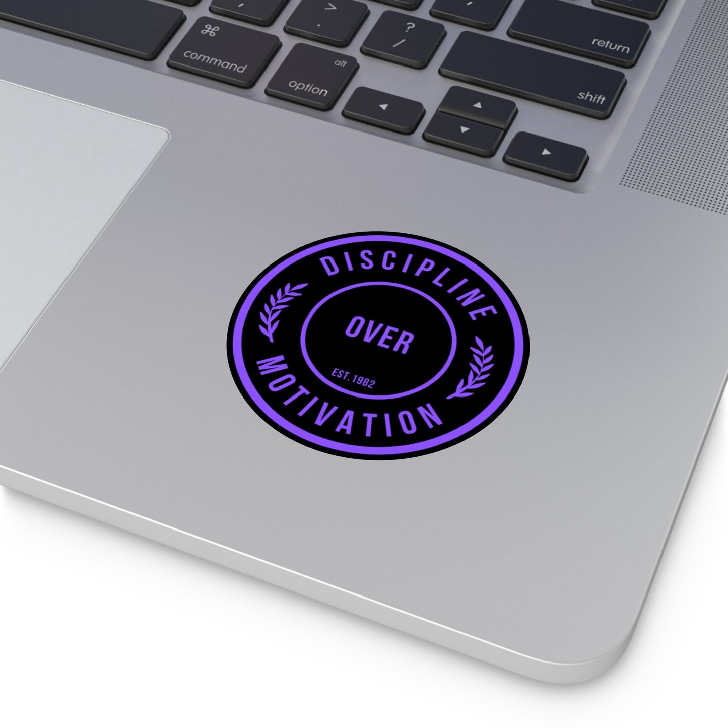 Discipline Over Motivation Logo, Indoor\Outdoor Sticker Black and Purple - Discipline Over Motivation 247