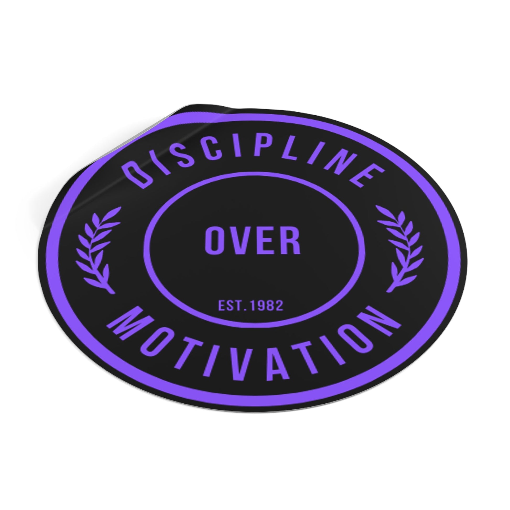 Discipline Over Motivation Logo, Indoor\Outdoor Sticker Black and Purple - Discipline Over Motivation 247