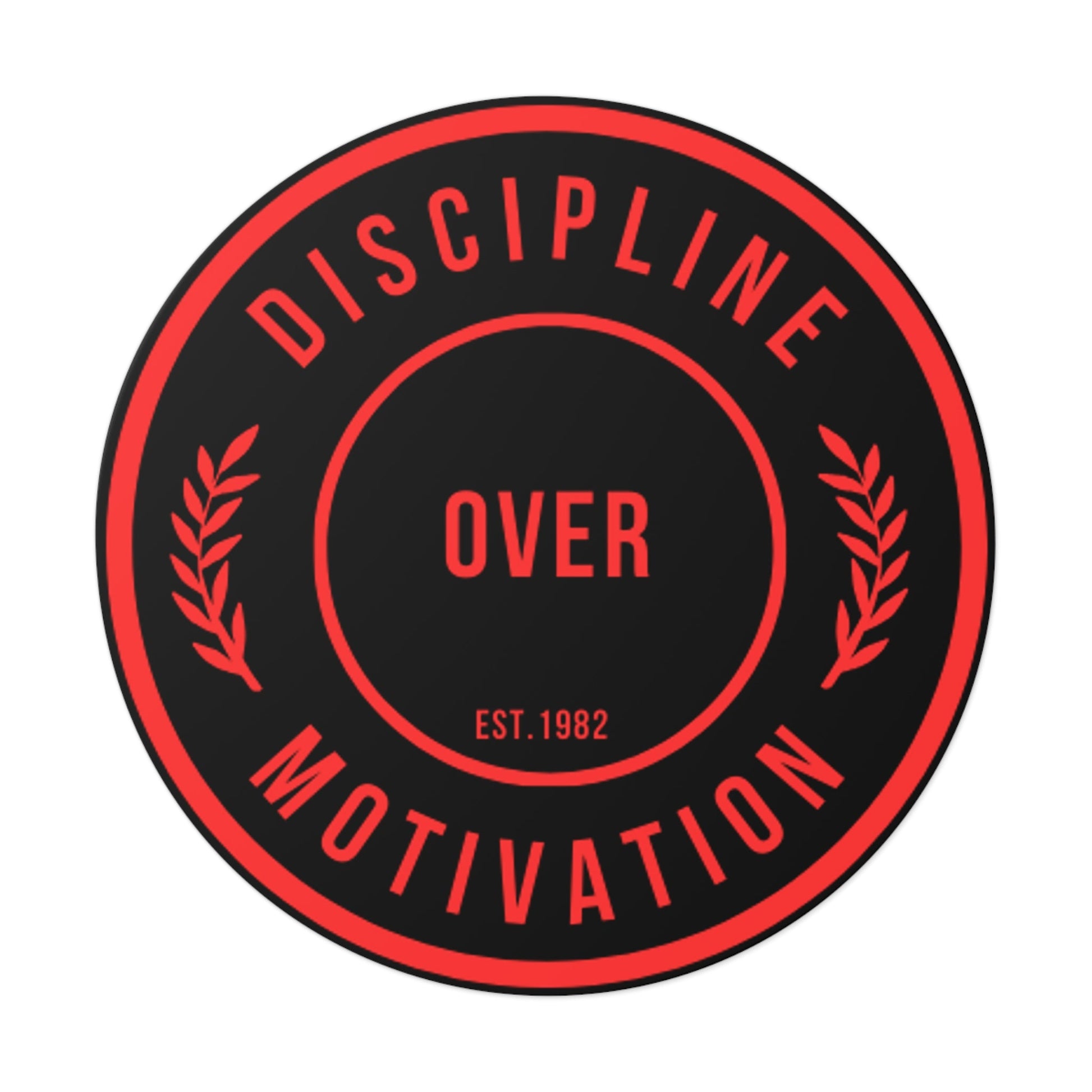 Discipline Over Motivation Logo, Indoor\Outdoor Sticker Black and Red - Discipline Over Motivation 247