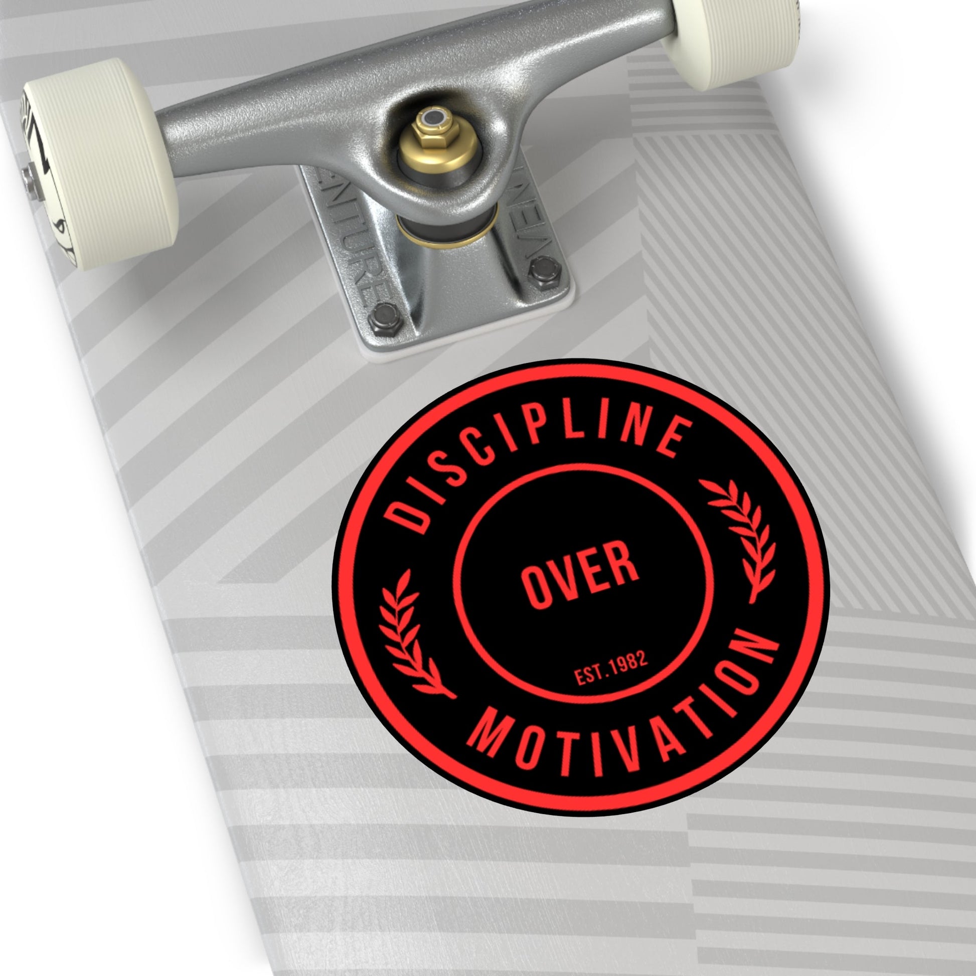 Discipline Over Motivation Logo, Indoor\Outdoor Sticker Black and Red - Discipline Over Motivation 247