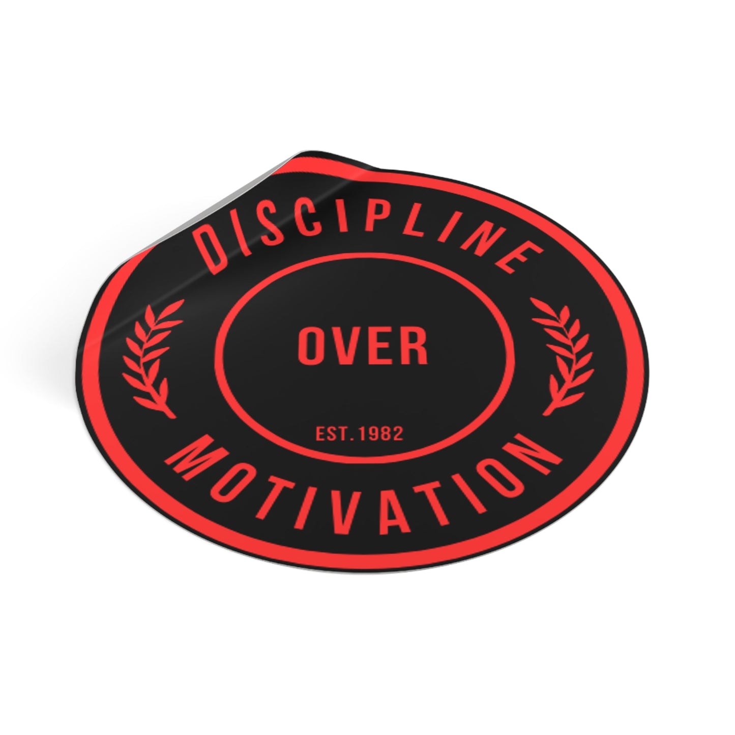 Discipline Over Motivation Logo, Indoor\Outdoor Sticker Black and Red - Discipline Over Motivation 247