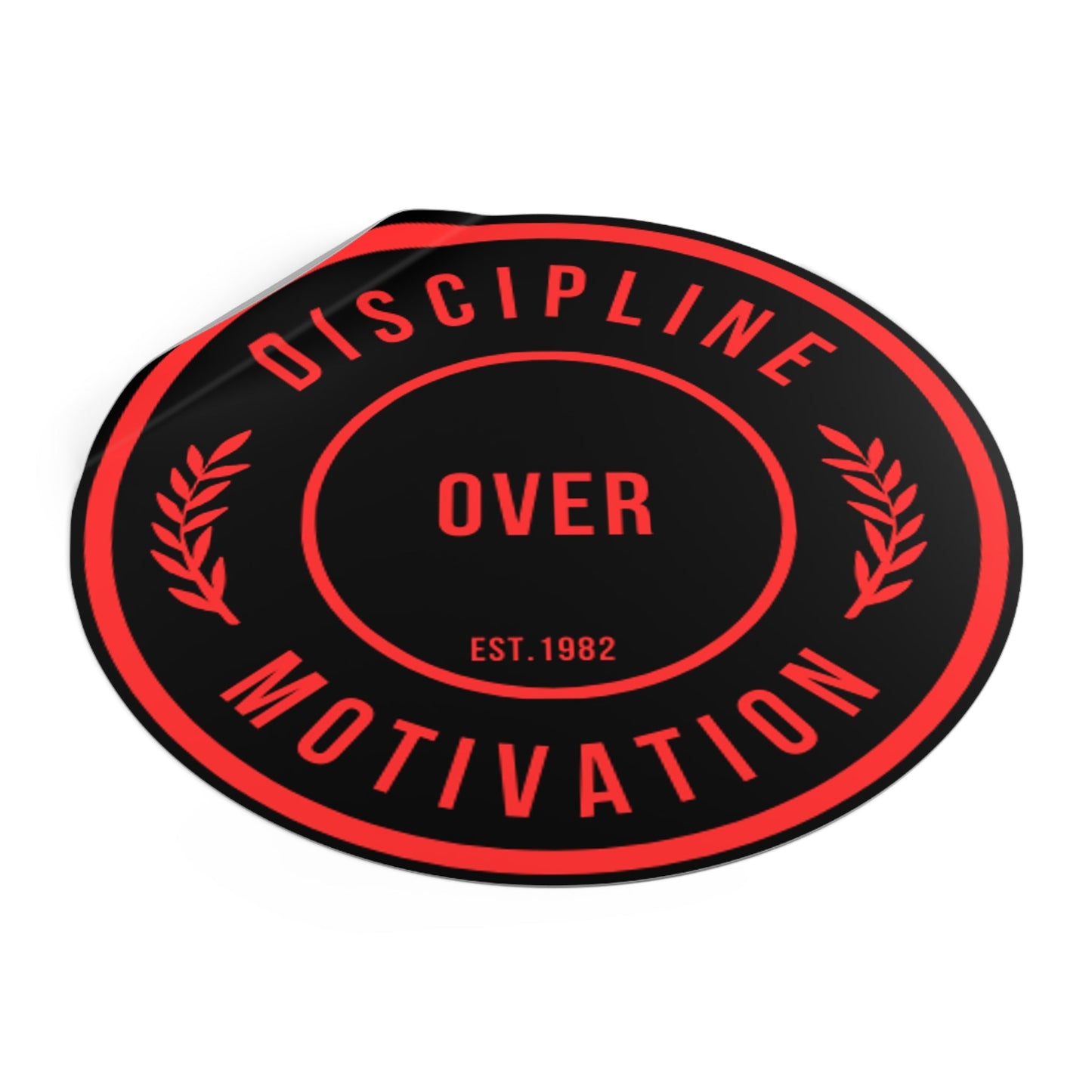 Discipline Over Motivation Logo, Indoor\Outdoor Sticker Black and Red - Discipline Over Motivation 247