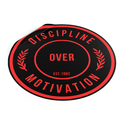 Discipline Over Motivation Logo, Indoor\Outdoor Sticker Black and Red - Discipline Over Motivation 247