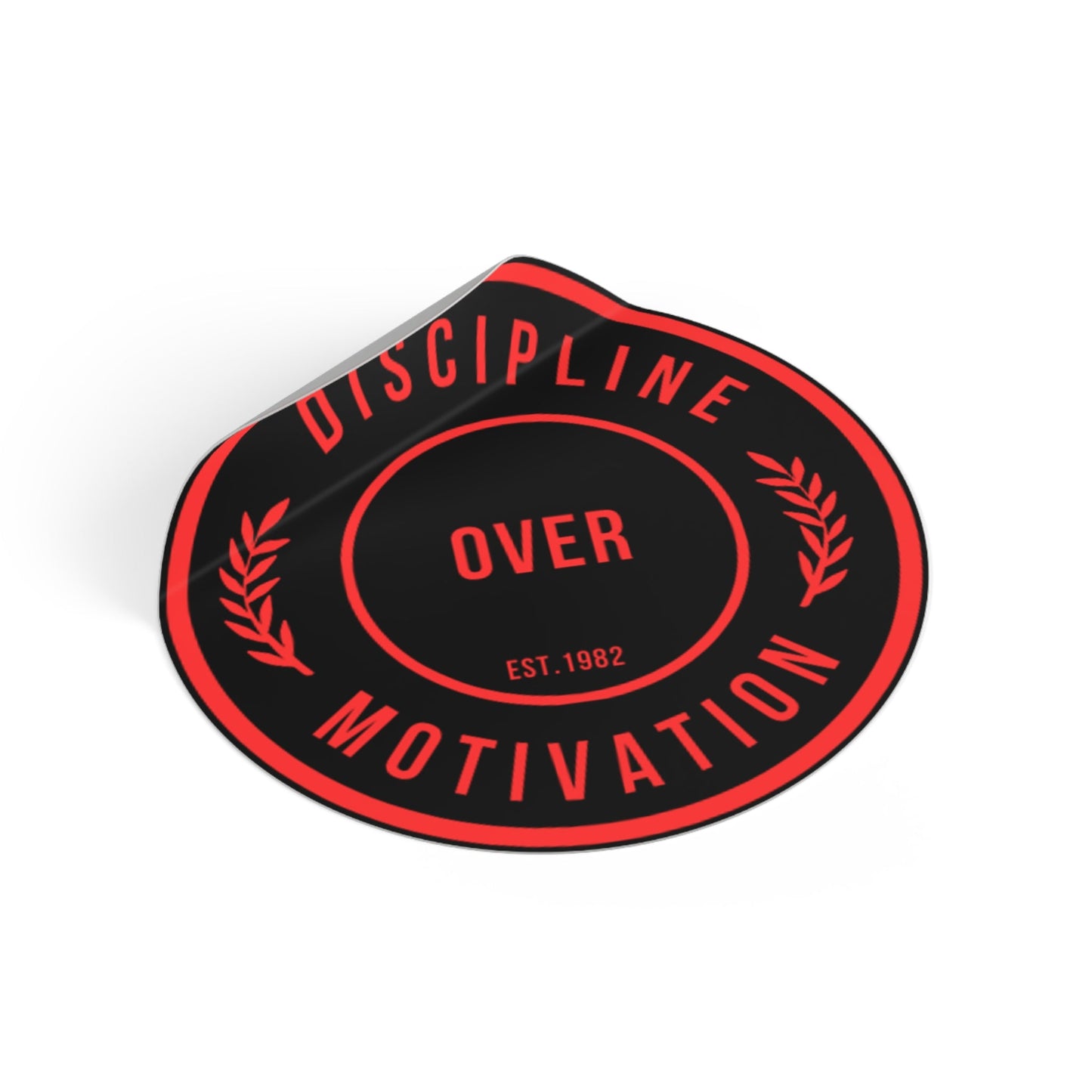 Discipline Over Motivation Logo, Indoor\Outdoor Sticker Black and Red - Discipline Over Motivation 247