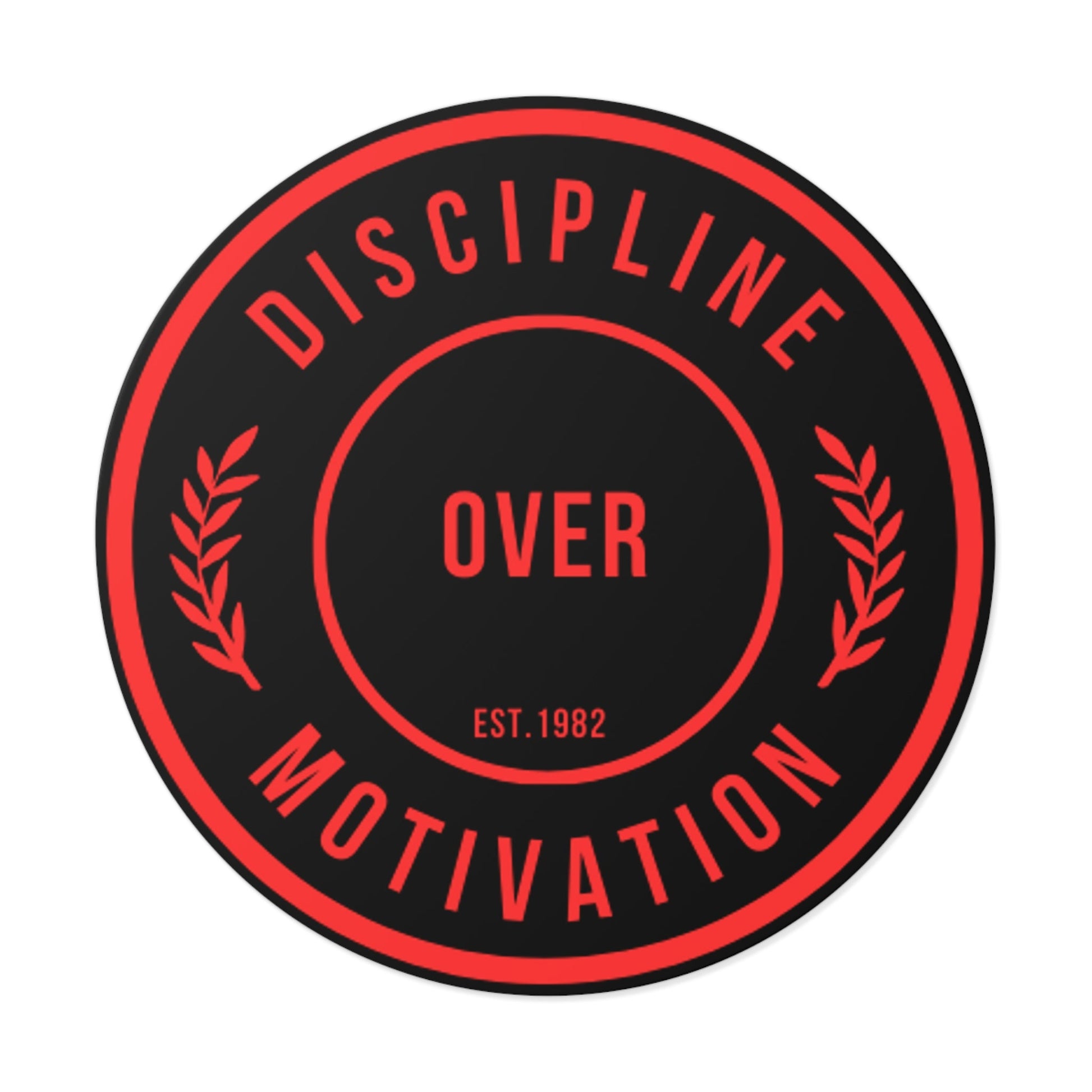 Discipline Over Motivation Logo, Indoor\Outdoor Sticker Black and Red - Discipline Over Motivation 247