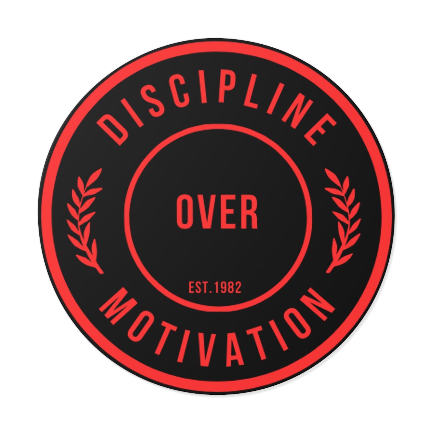 Discipline Over Motivation Logo, Indoor\Outdoor Sticker Black and Red - Discipline Over Motivation 247