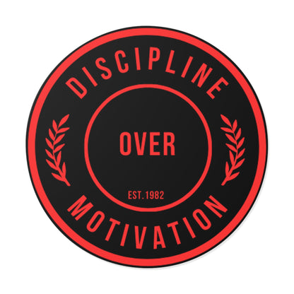 Discipline Over Motivation Logo, Indoor\Outdoor Sticker Black and Red - Discipline Over Motivation 247