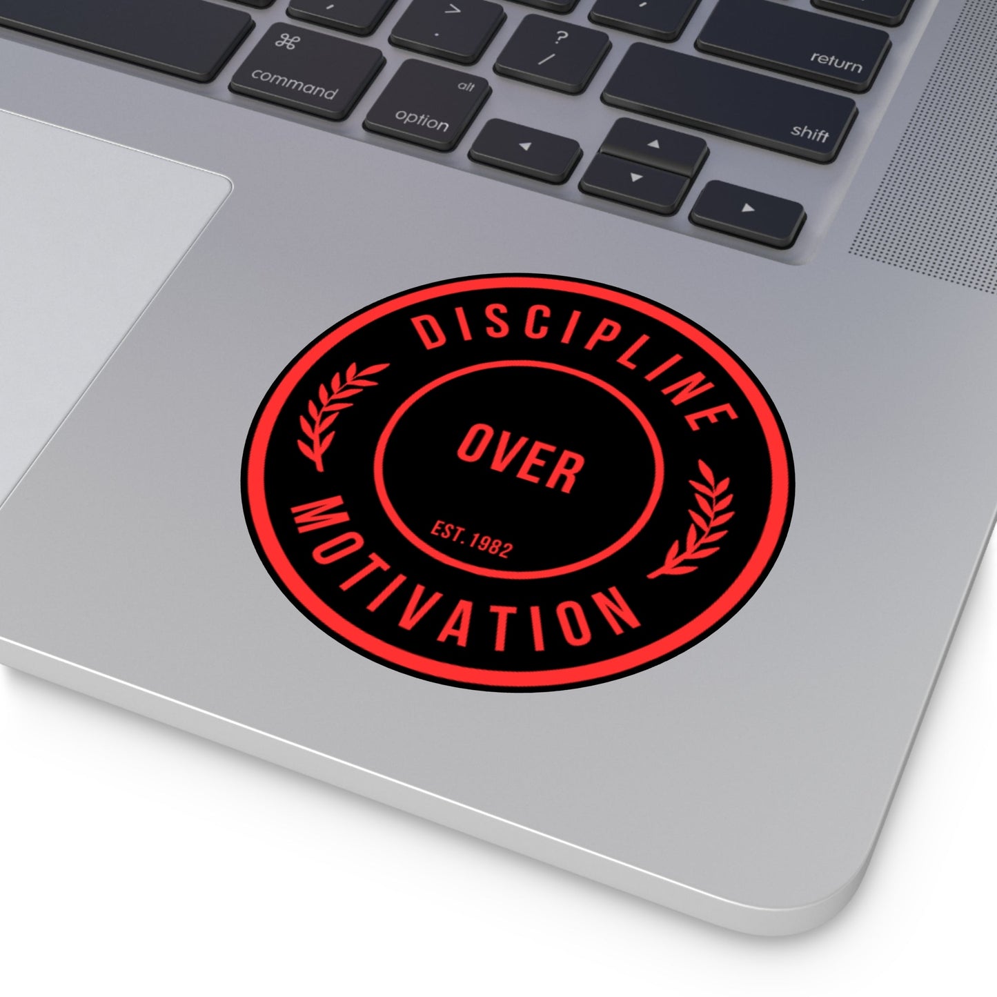 Discipline Over Motivation Logo, Indoor\Outdoor Sticker Black and Red - Discipline Over Motivation 247