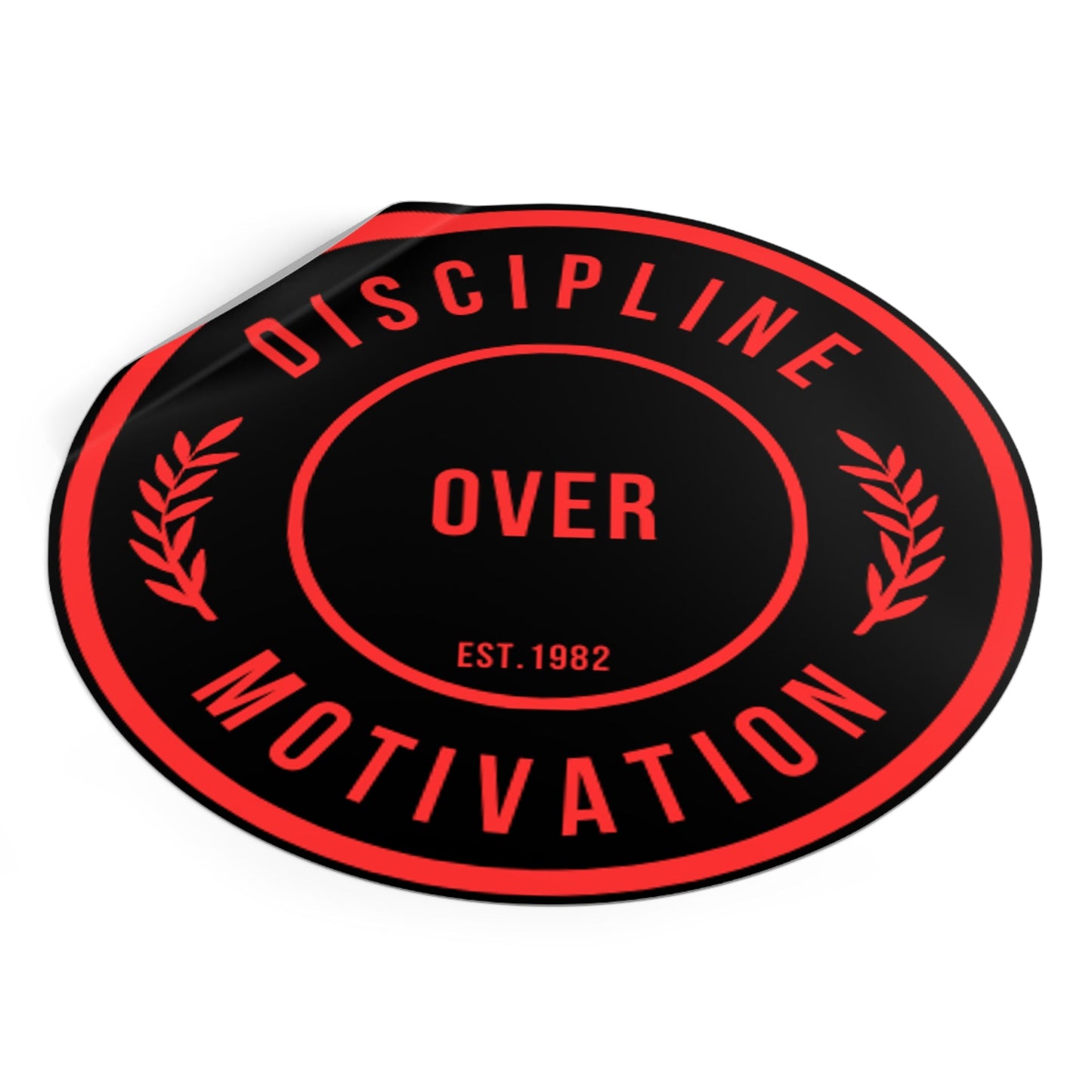 Discipline Over Motivation Logo, Indoor\Outdoor Sticker Black and Red - Discipline Over Motivation 247