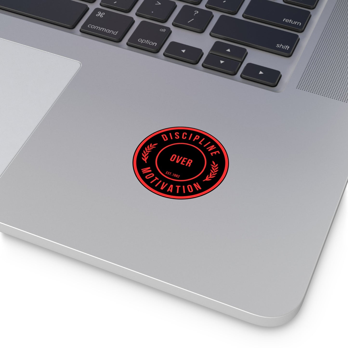 Discipline Over Motivation Logo, Indoor\Outdoor Sticker Black and Red - Discipline Over Motivation 247