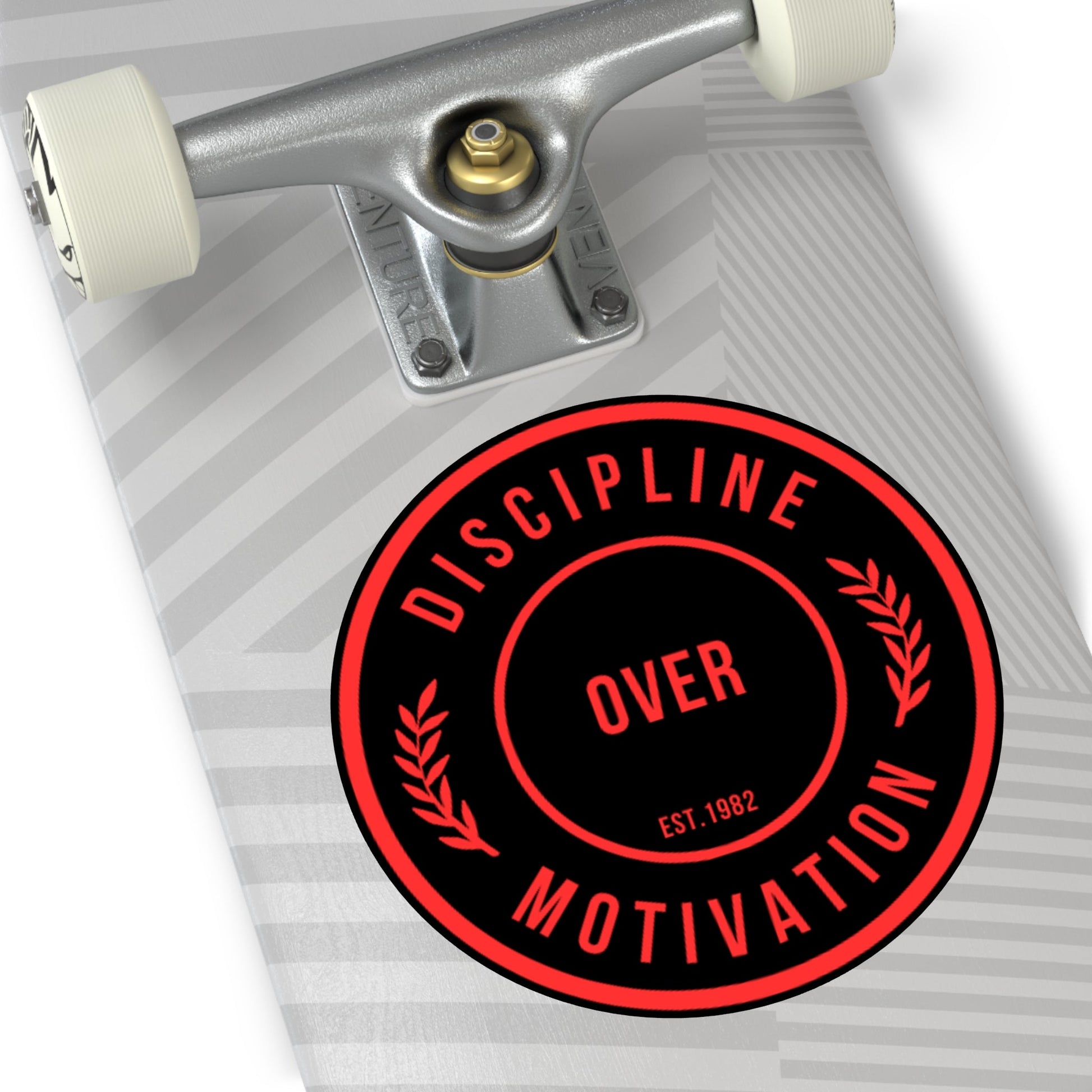 Discipline Over Motivation Logo, Indoor\Outdoor Sticker Black and Red - Discipline Over Motivation 247