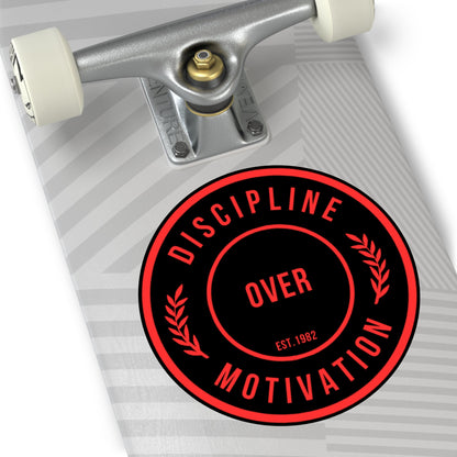 Discipline Over Motivation Logo, Indoor\Outdoor Sticker Black and Red - Discipline Over Motivation 247