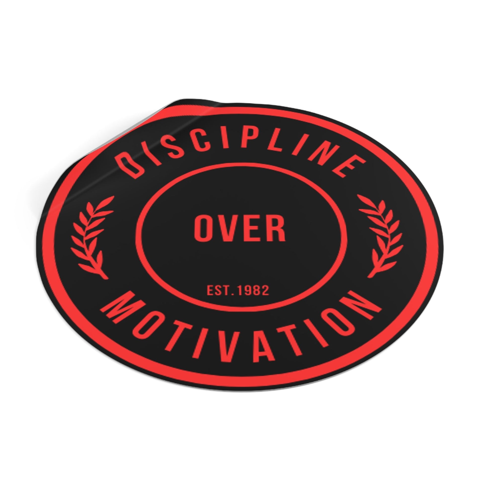 Discipline Over Motivation Logo, Indoor\Outdoor Sticker Black and Red - Discipline Over Motivation 247