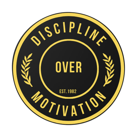 Discipline Over Motivation Logo, Indoor\Outdoor Sticker Black and Yellow - Discipline Over Motivation 247