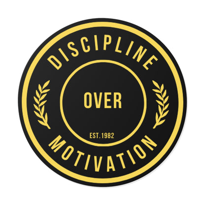 Discipline Over Motivation Logo, Indoor\Outdoor Sticker Black and Yellow - Discipline Over Motivation 247