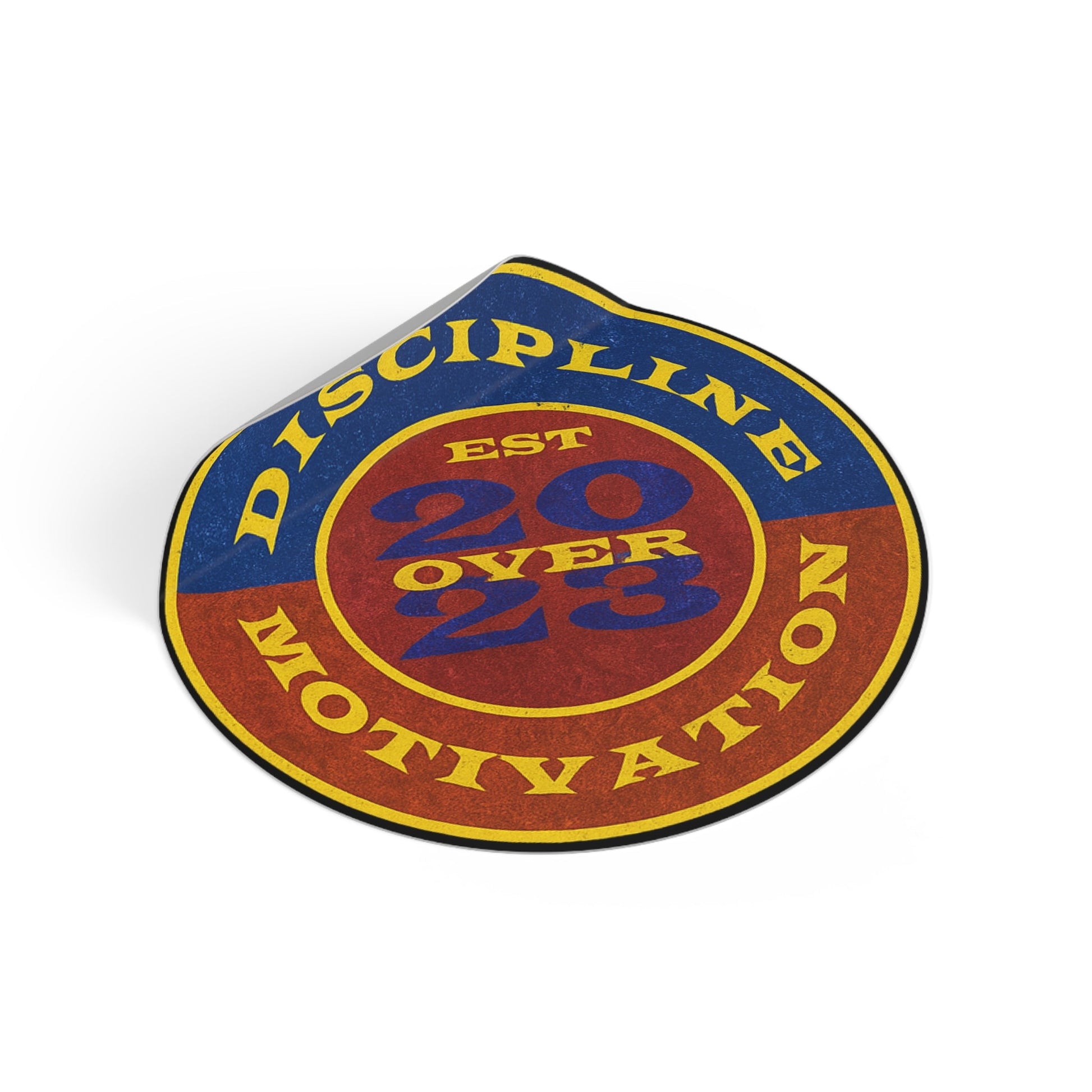 Discipline Over Motivation Logo, Indoor\Outdoor Sticker Black and Yellow - Discipline Over Motivation 24/7