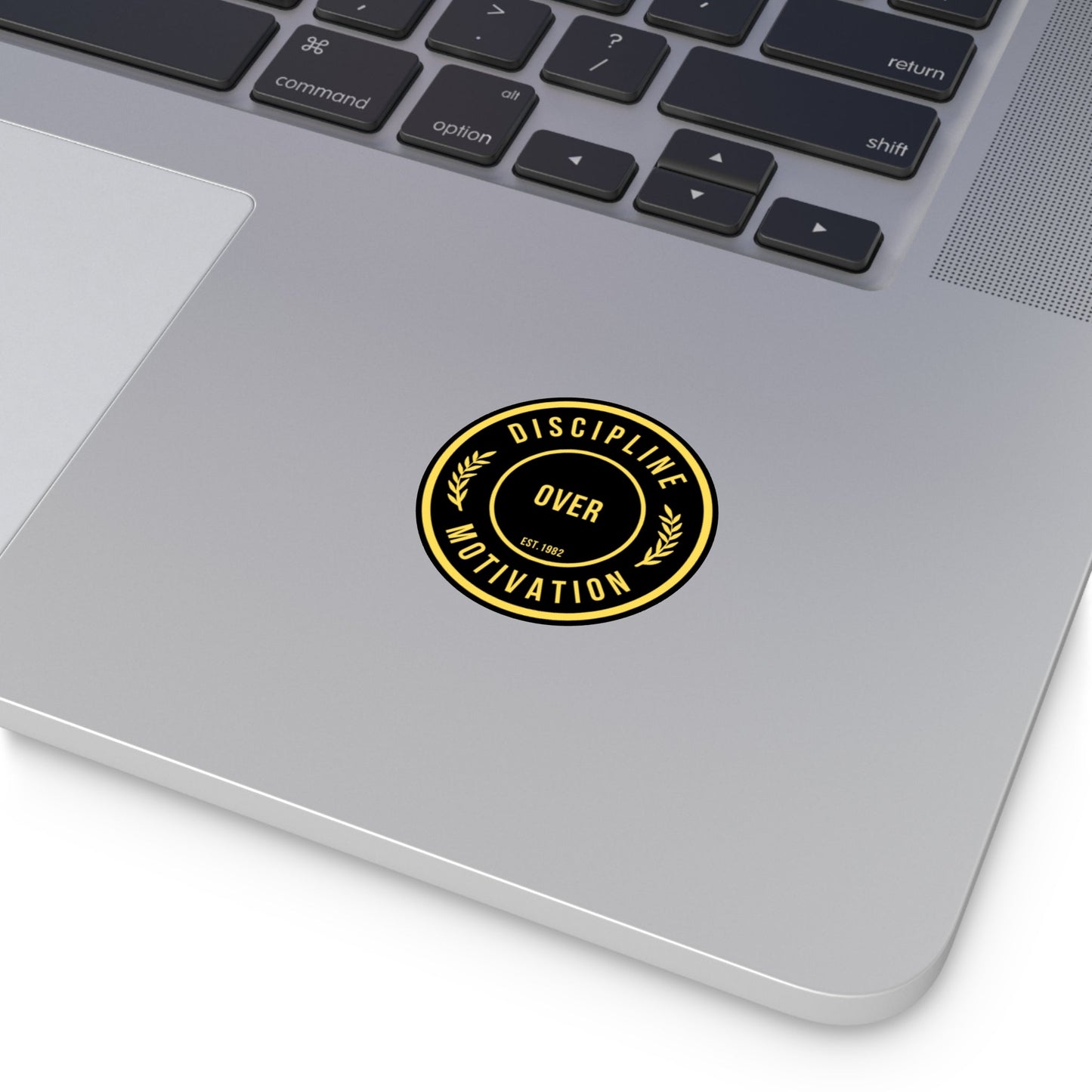 Discipline Over Motivation Logo, Indoor\Outdoor Sticker Black and Yellow - Discipline Over Motivation 247