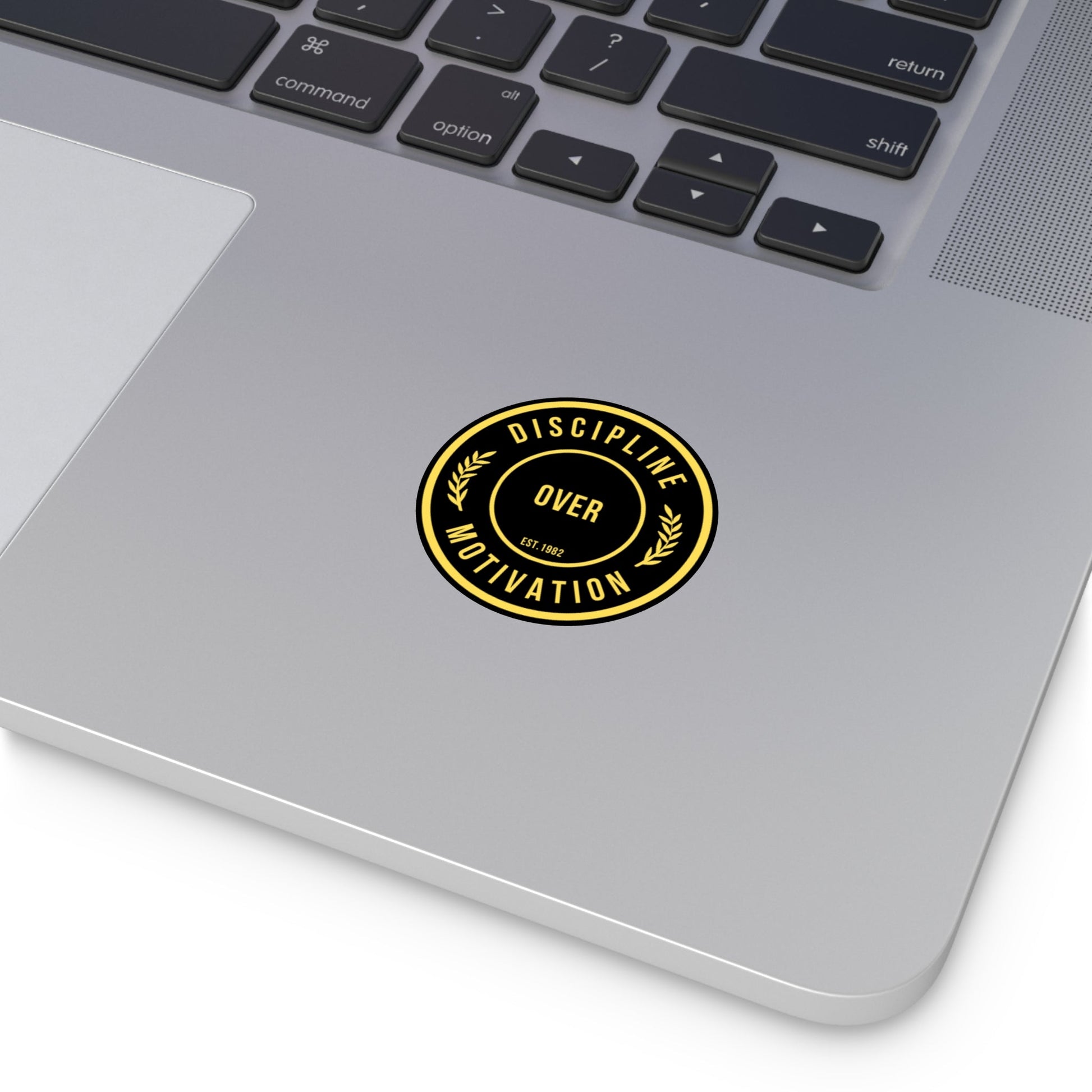 Discipline Over Motivation Logo, Indoor\Outdoor Sticker Black and Yellow - Discipline Over Motivation 247