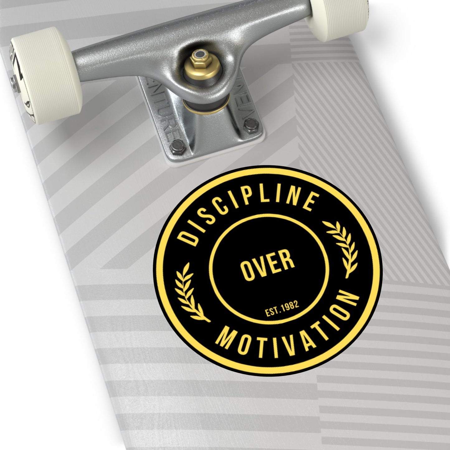 Discipline Over Motivation Logo, Indoor\Outdoor Sticker Black and Yellow - Discipline Over Motivation 247