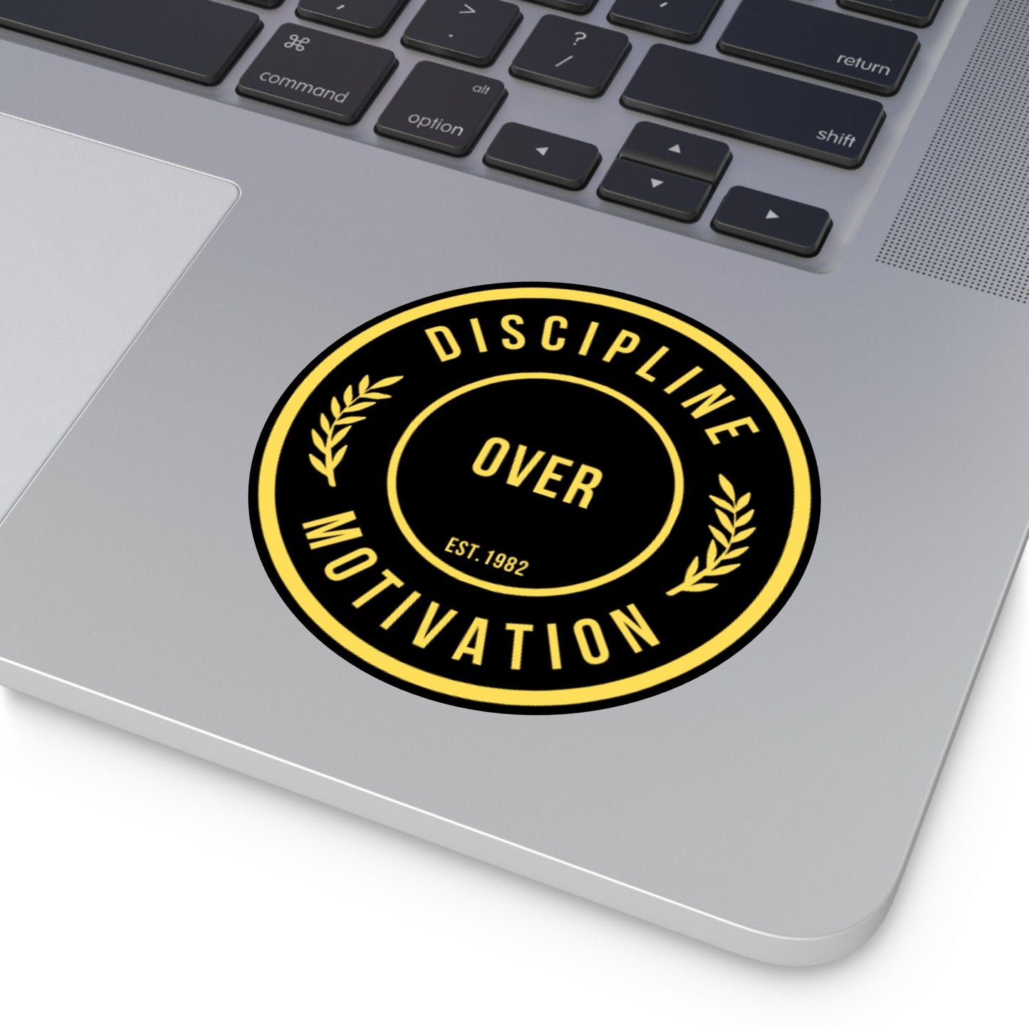 Discipline Over Motivation Logo, Indoor\Outdoor Sticker Black and Yellow - Discipline Over Motivation 247