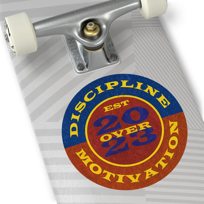 Discipline Over Motivation Logo, Indoor\Outdoor Sticker Black and Yellow - Discipline Over Motivation 24/7