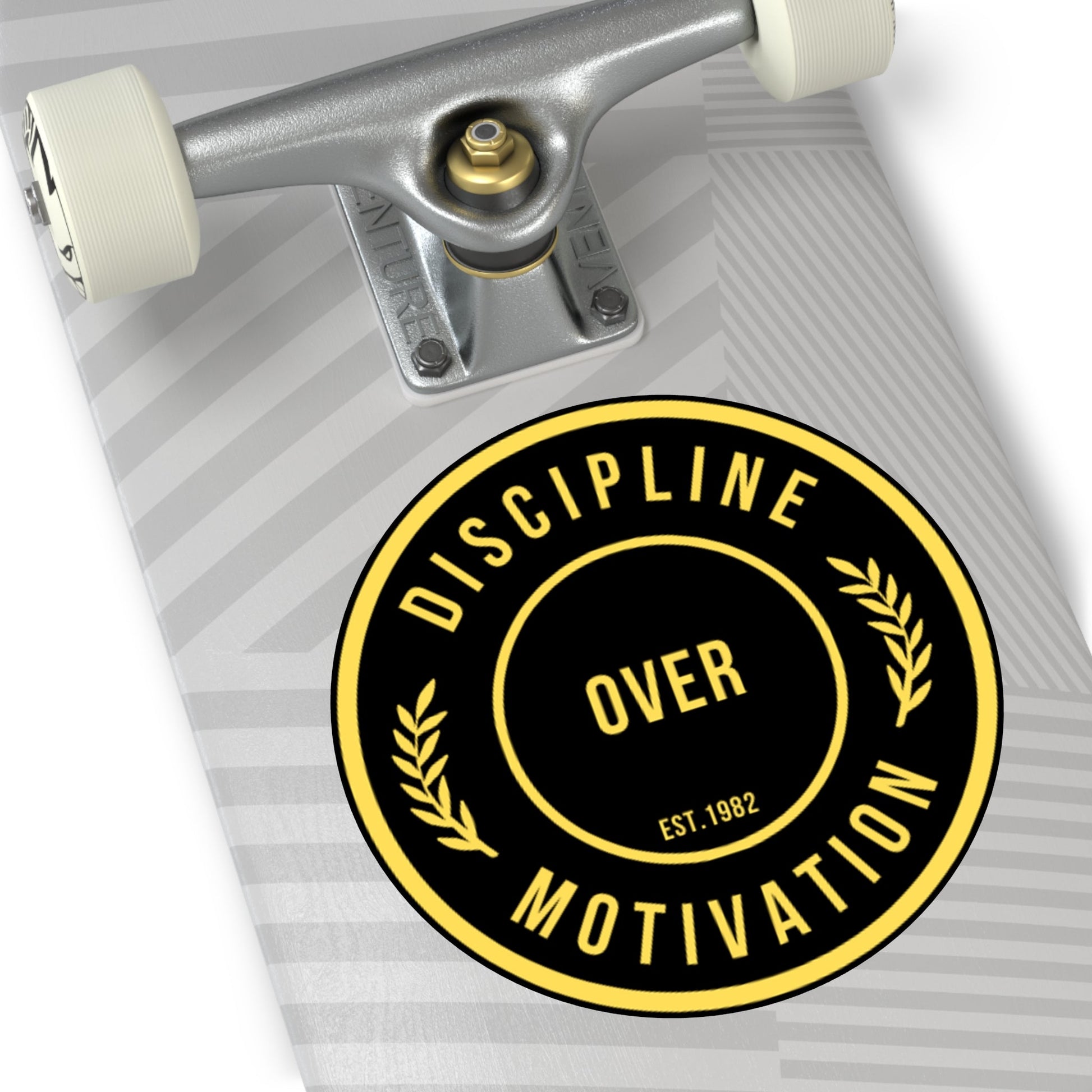 Discipline Over Motivation Logo, Indoor\Outdoor Sticker Black and Yellow - Discipline Over Motivation 247