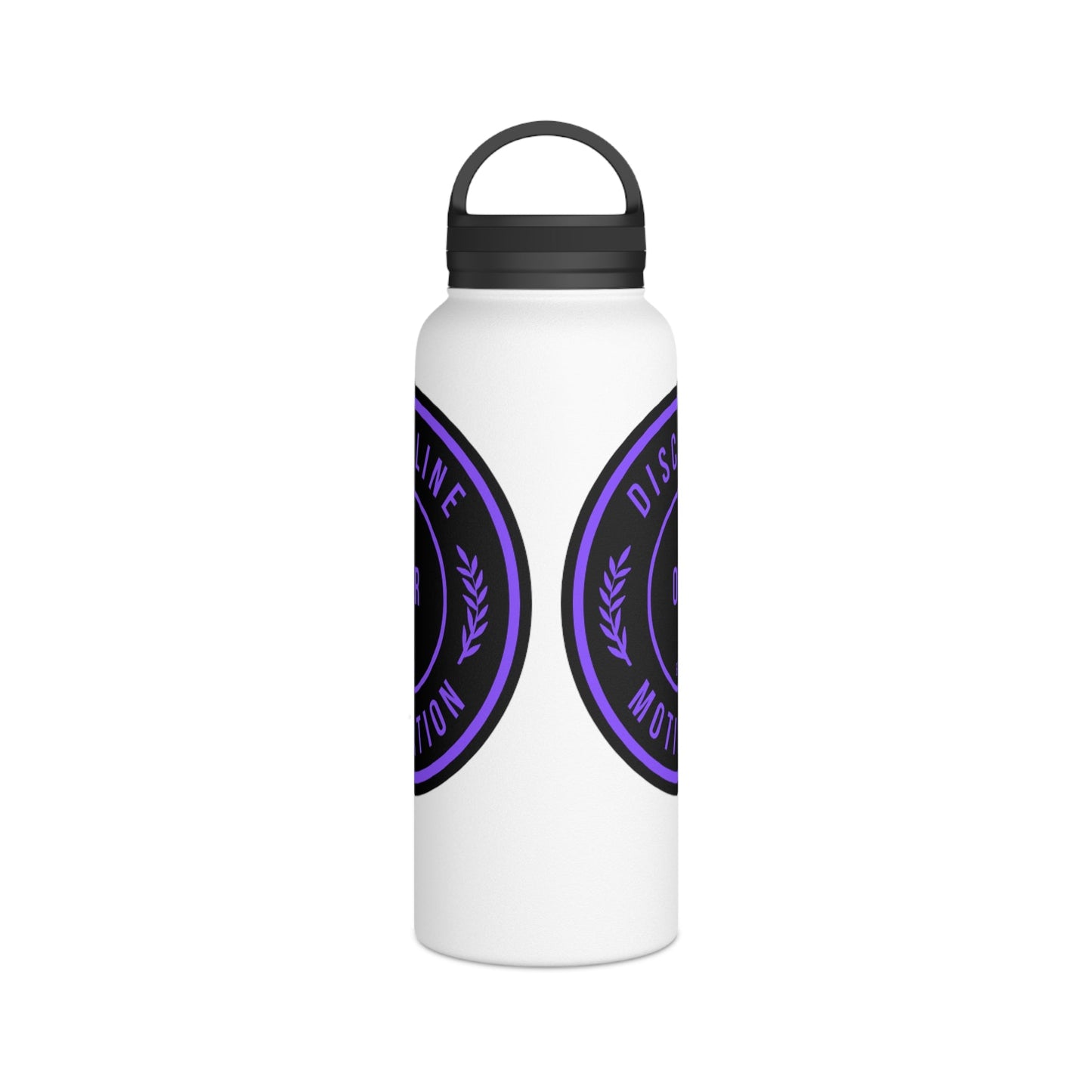 Discipline Over Motivation Purple and Black Stainless Steel Water Bottle, Handle Lid - Discipline Over Motivation 247