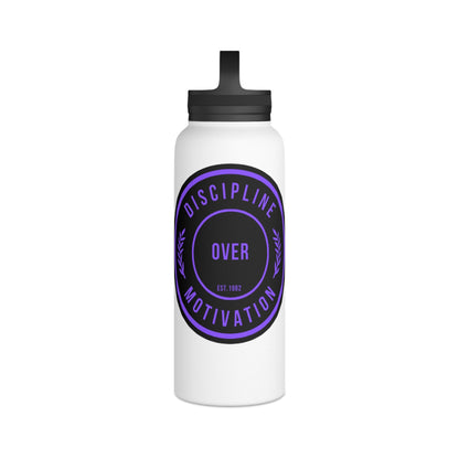 Discipline Over Motivation Purple and Black Stainless Steel Water Bottle, Handle Lid - Discipline Over Motivation 247