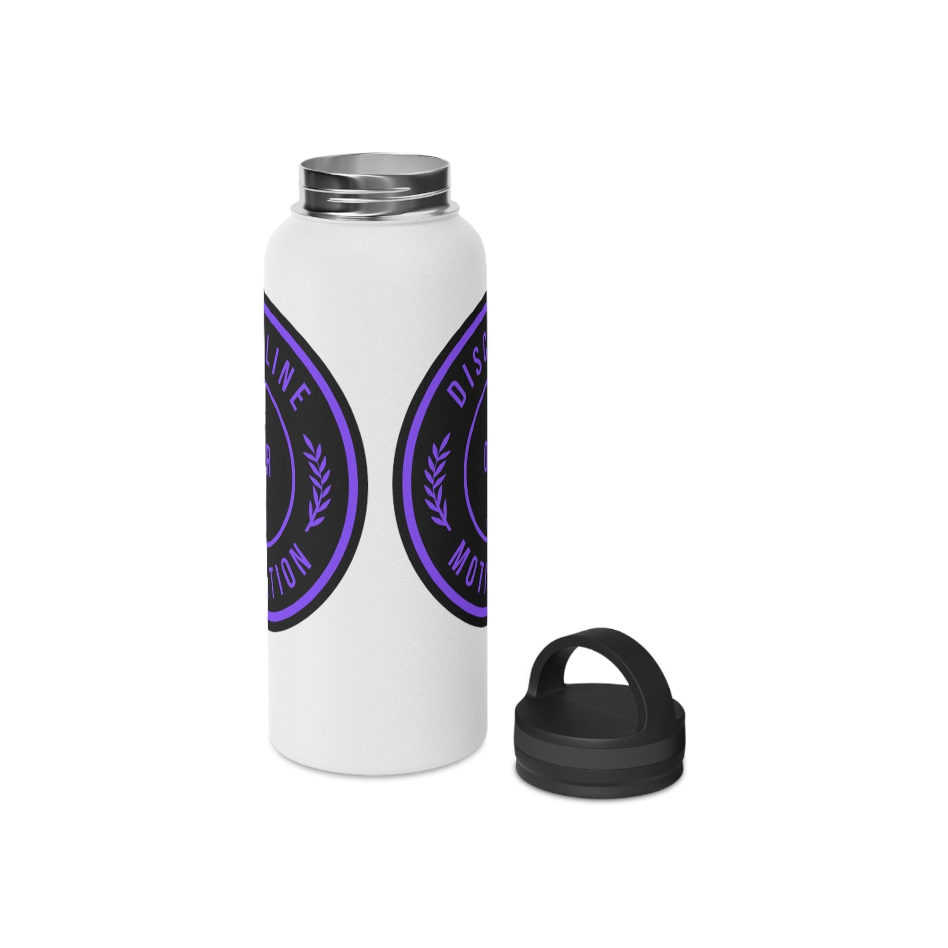 Discipline Over Motivation Purple and Black Stainless Steel Water Bottle, Handle Lid - Discipline Over Motivation 247