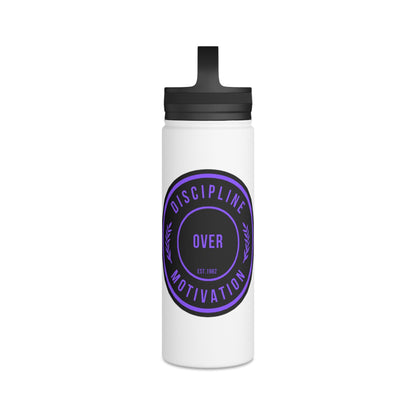 Discipline Over Motivation Purple and Black Stainless Steel Water Bottle, Handle Lid - Discipline Over Motivation 247