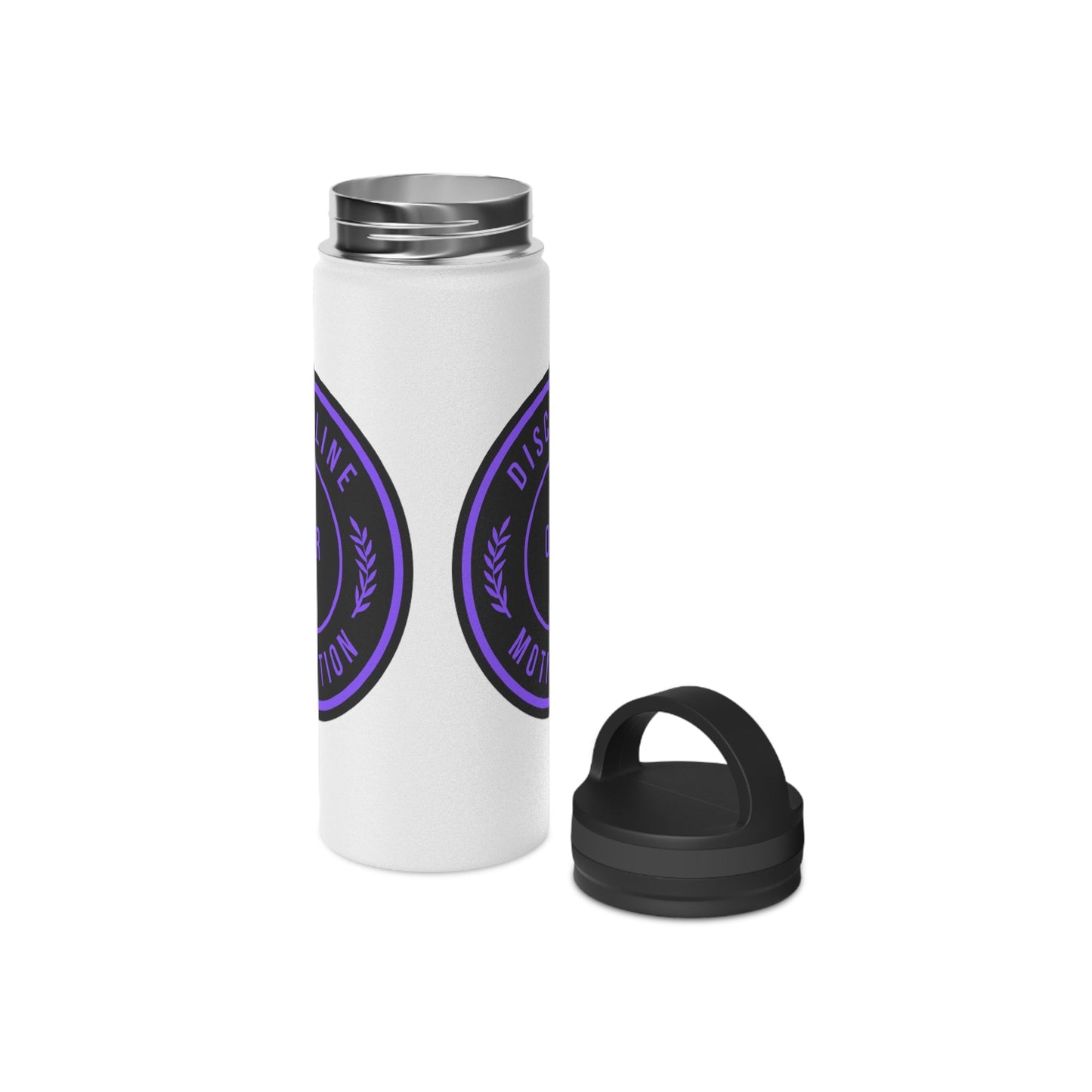 Discipline Over Motivation Purple and Black Stainless Steel Water Bottle, Handle Lid - Discipline Over Motivation 247