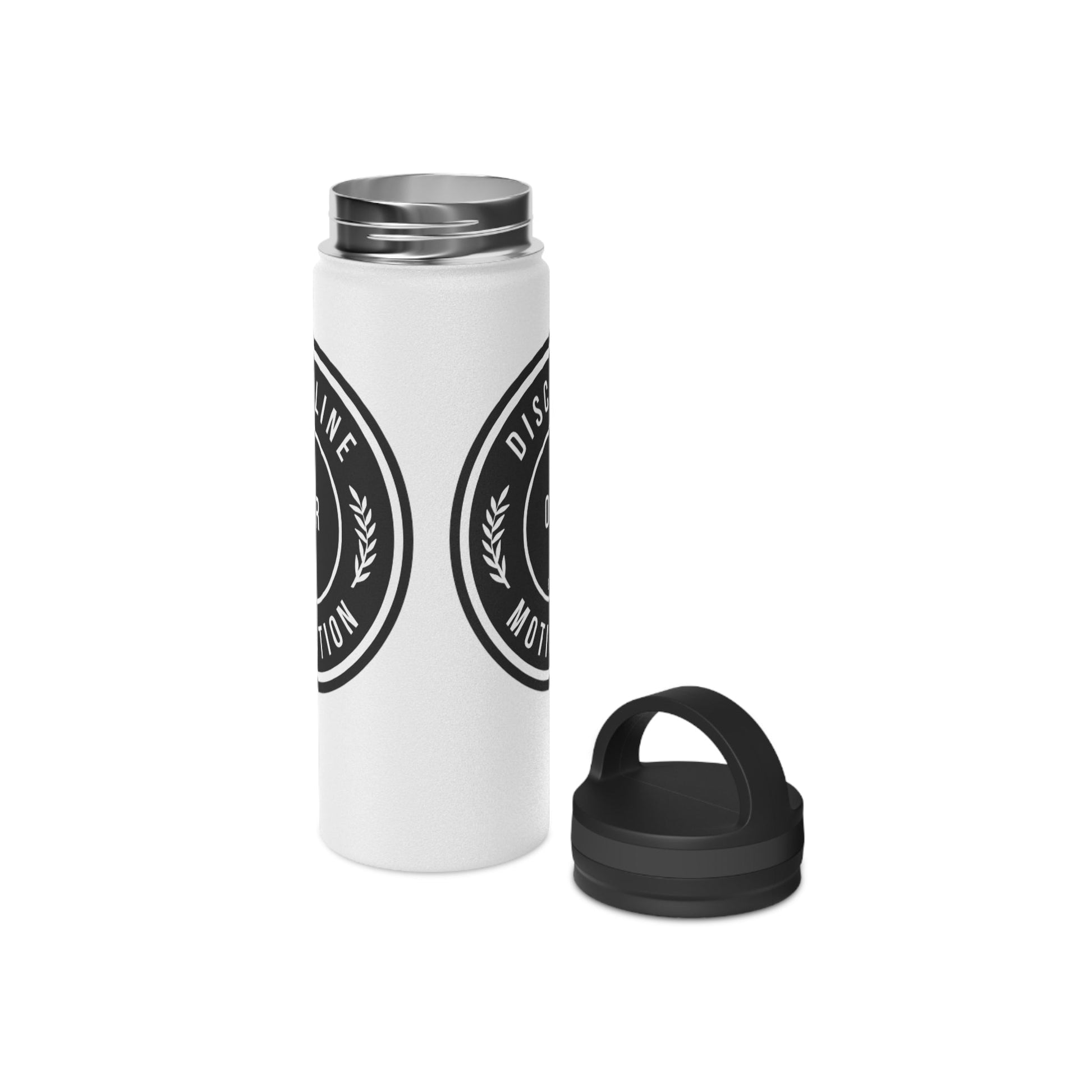 Discipline Over Motivation Stainless Steel Water Bottle Black and White, Handle Lid - Discipline Over Motivation 247