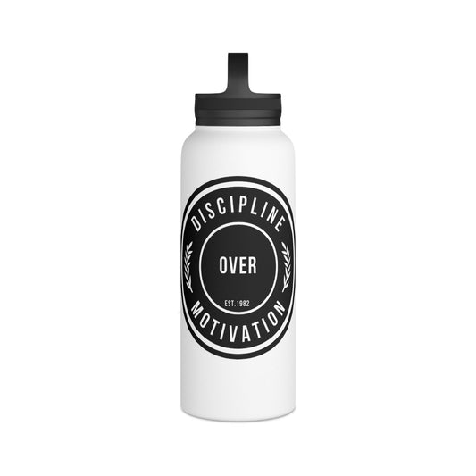 Discipline Over Motivation Stainless Steel Water Bottle Black and White, Handle Lid - Discipline Over Motivation 247