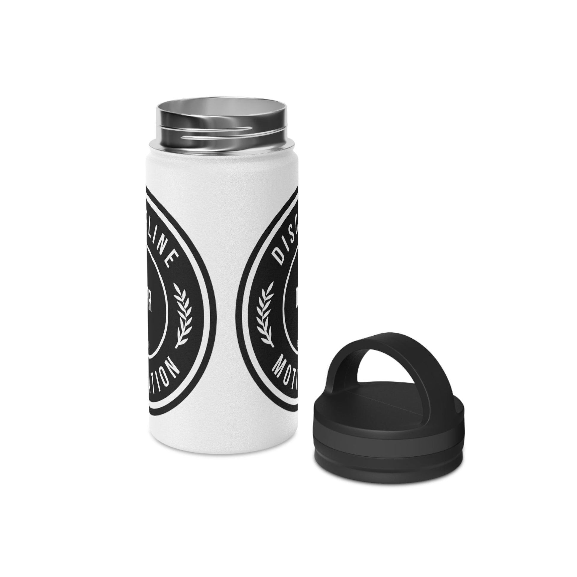 Discipline Over Motivation Stainless Steel Water Bottle Black and White, Handle Lid - Discipline Over Motivation 247