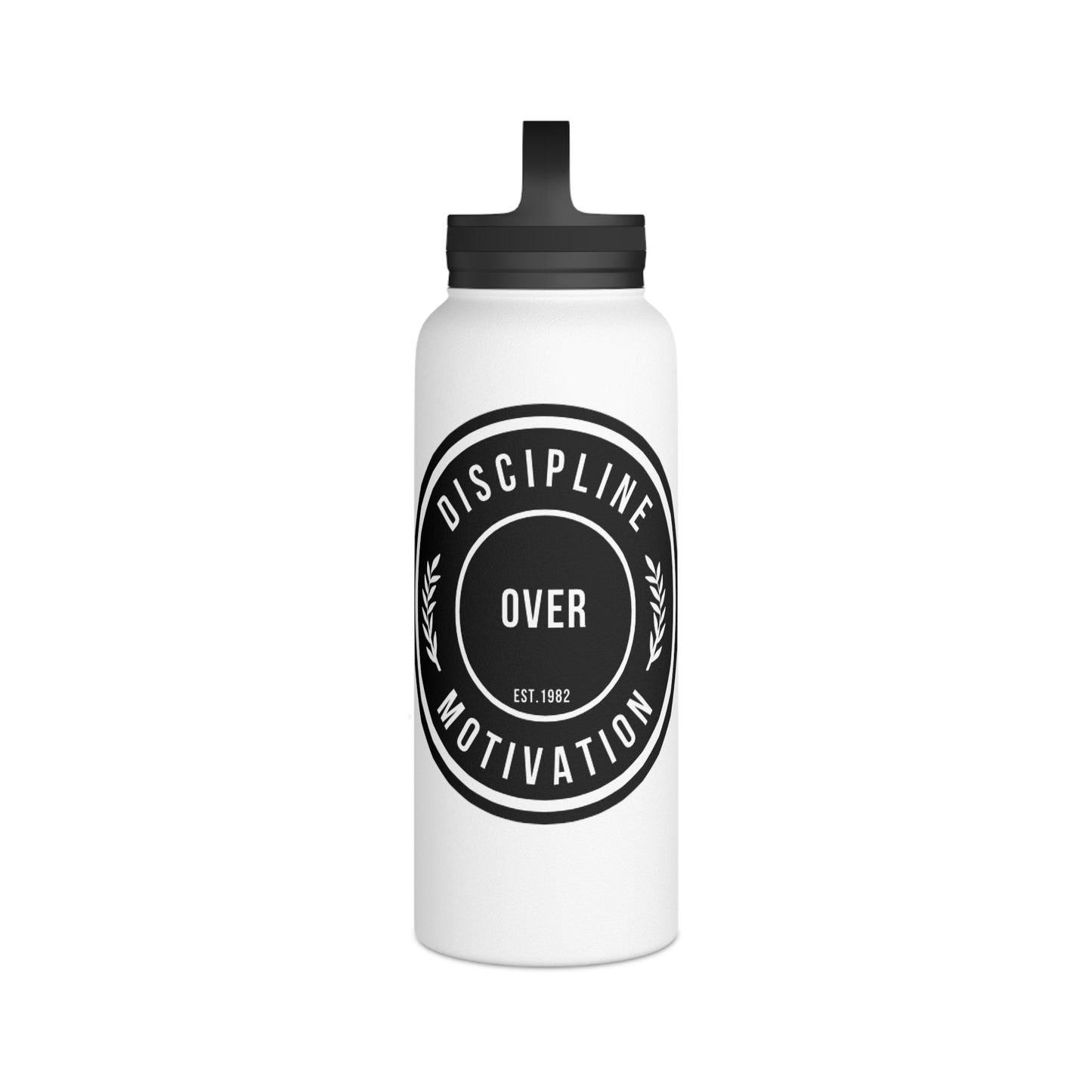 Discipline Over Motivation Stainless Steel Water Bottle Black and White, Handle Lid - Discipline Over Motivation 247