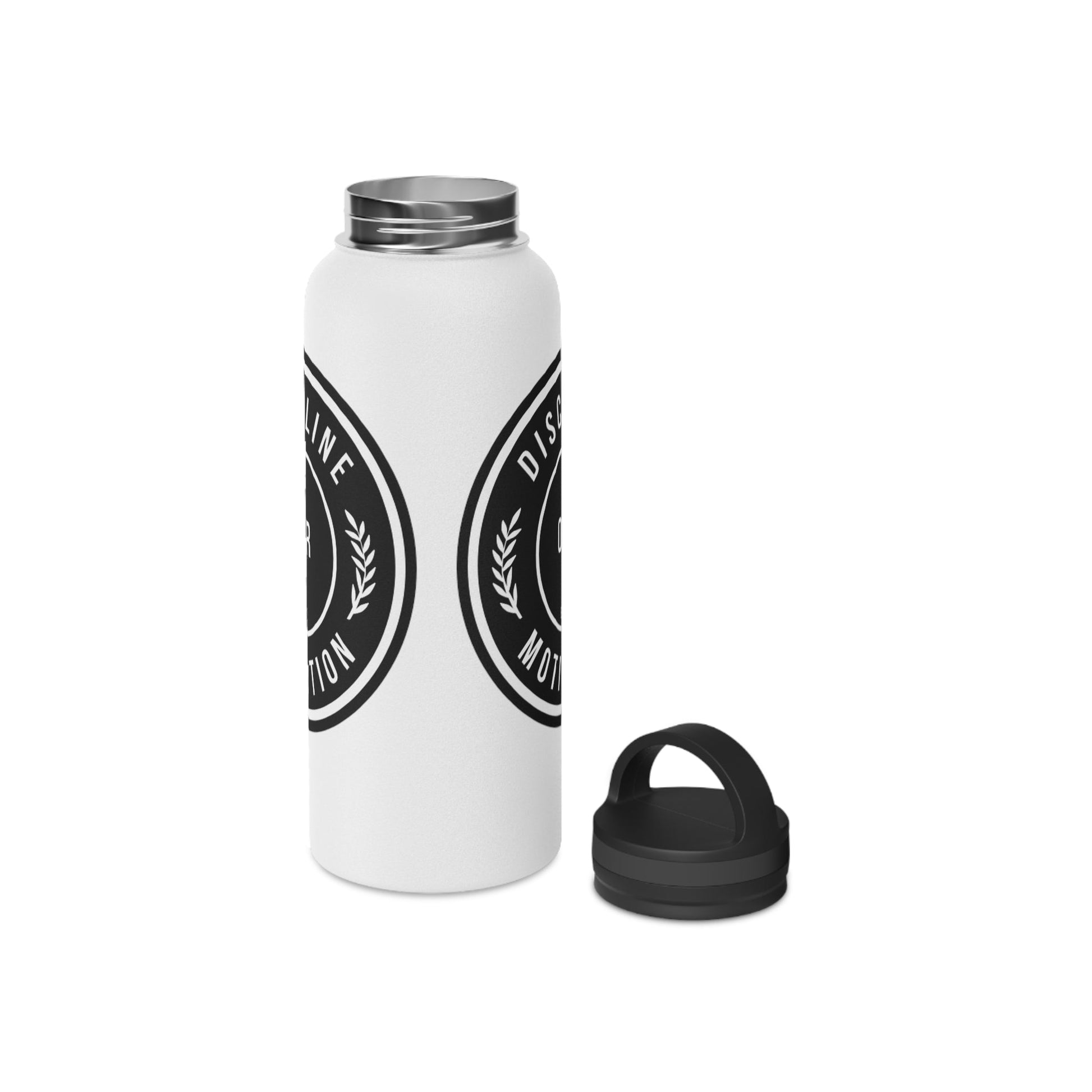 Discipline Over Motivation Stainless Steel Water Bottle Black and White, Handle Lid - Discipline Over Motivation 247