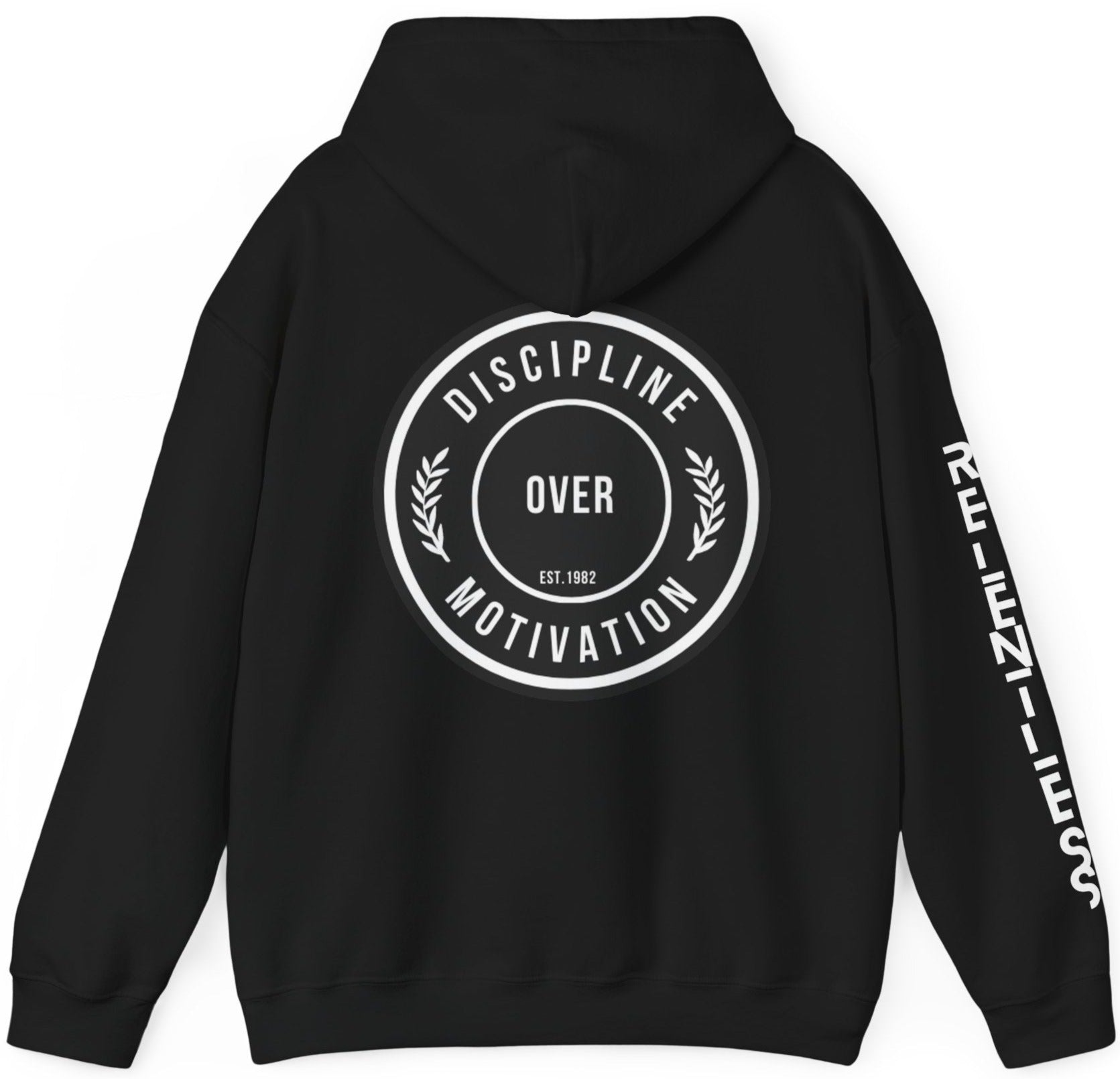 Discipline Over Motivation White logo Hoodie - Discipline Over Motivation 247