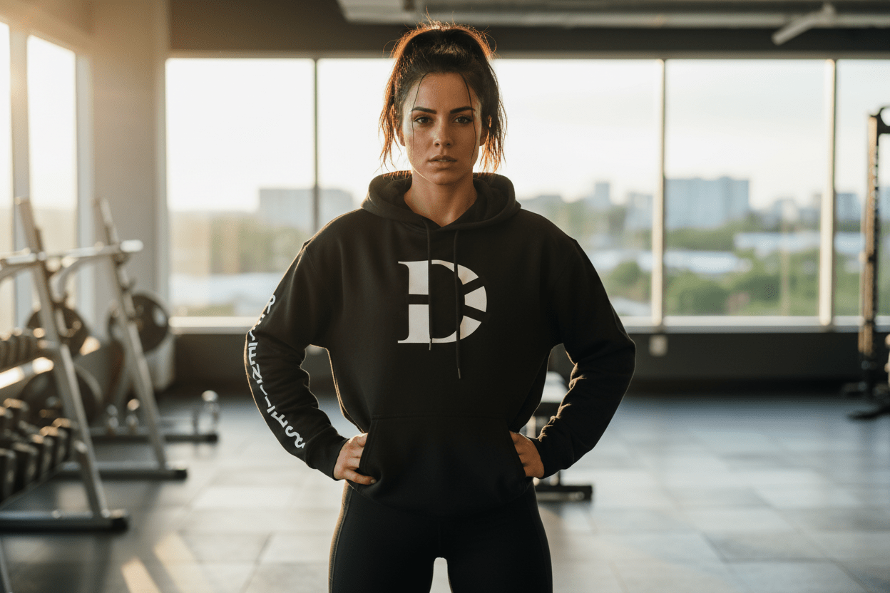 Discipline Over Motivation White logo Hoodie - Discipline Over Motivation 24/7