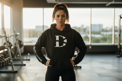 Discipline Over Motivation White logo Hoodie - Discipline Over Motivation 24/7