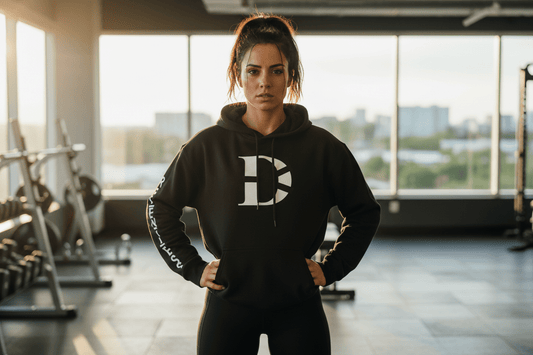 Discipline Over Motivation White logo Hoodie - Discipline Over Motivation 24/7